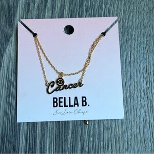 Cancer Double Layer Cursive Zodiac Necklace in Gold